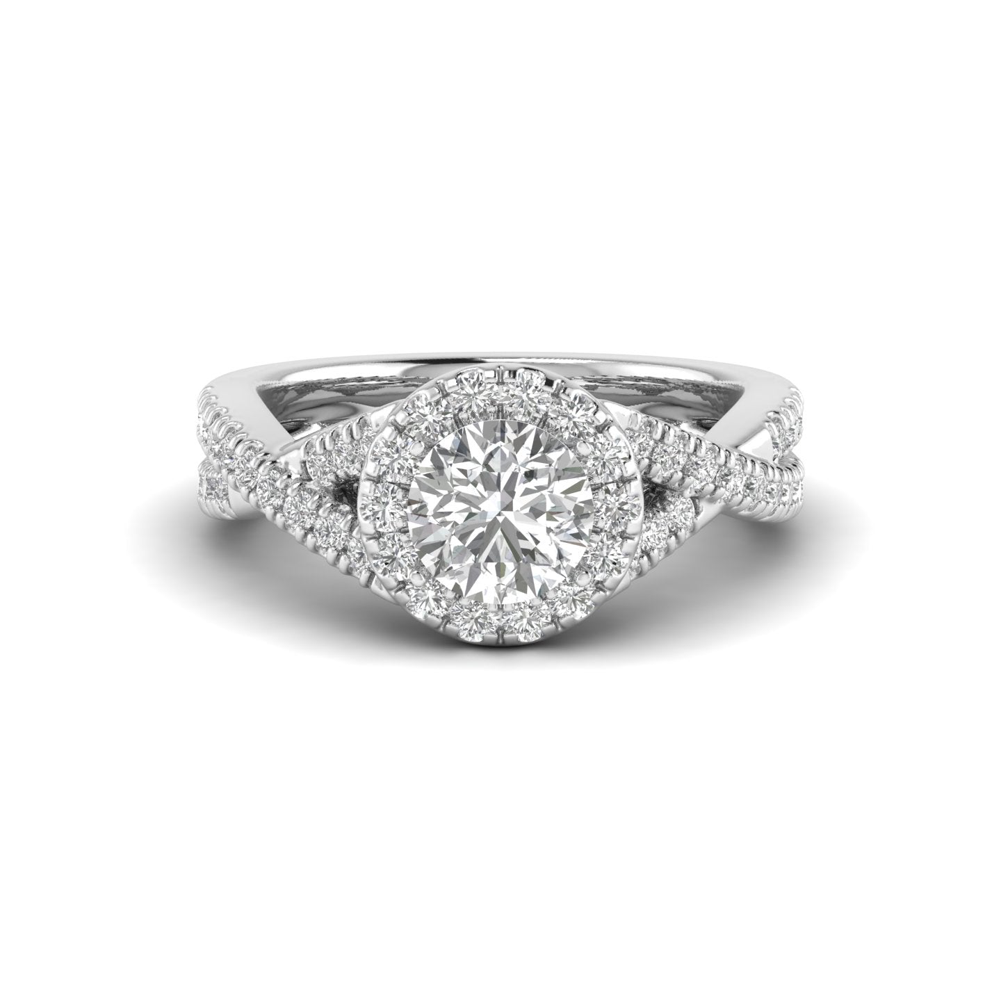 White Gold Studded 1.852 Carat Lab Grown Diamond Ring-G Color VS1 Clarity.